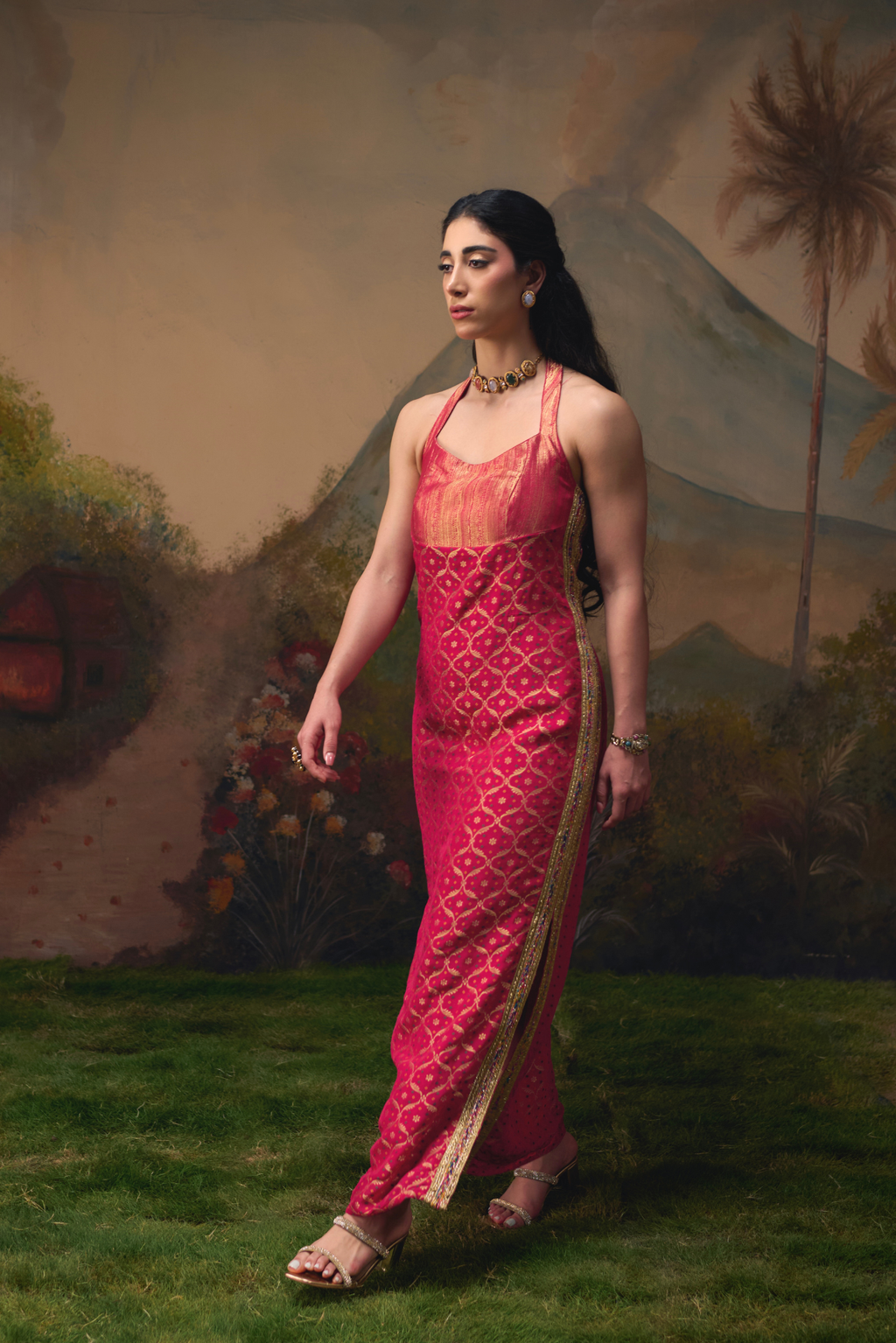 Naad Sakhi- Pink Dress with Lace Detailing