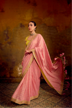 Naad Gulabo - Blush Pink Saree with Lime Green Blouse