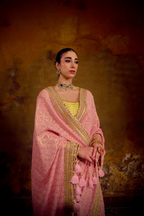 Naad Gulabo - Blush Pink Saree with Lime Green Blouse