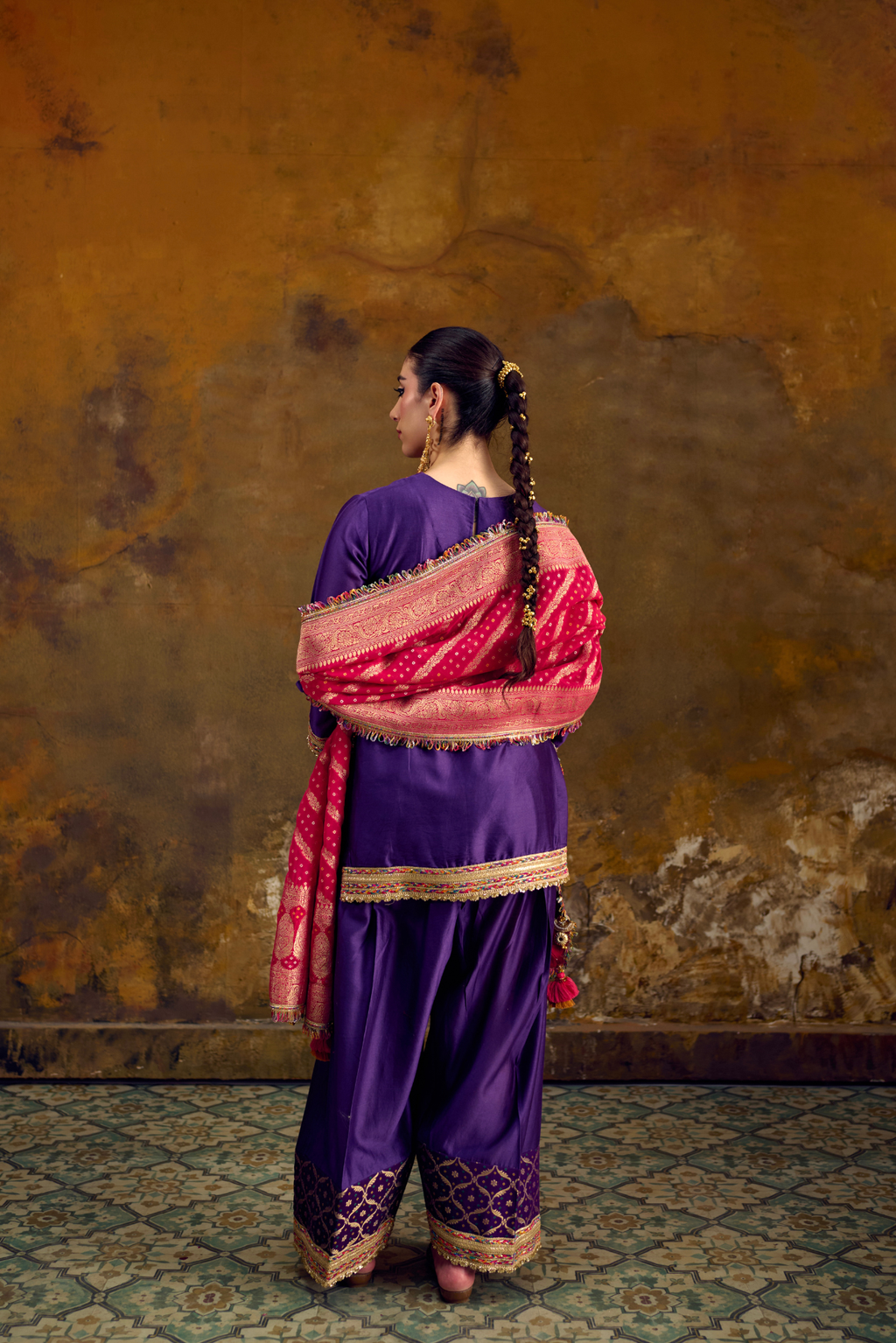 Naad Rani - Purple Farshi Salwar Set with Dupatta