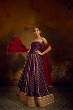 Naad Nishtha- Purple Lehenga with Corset and Dupatta