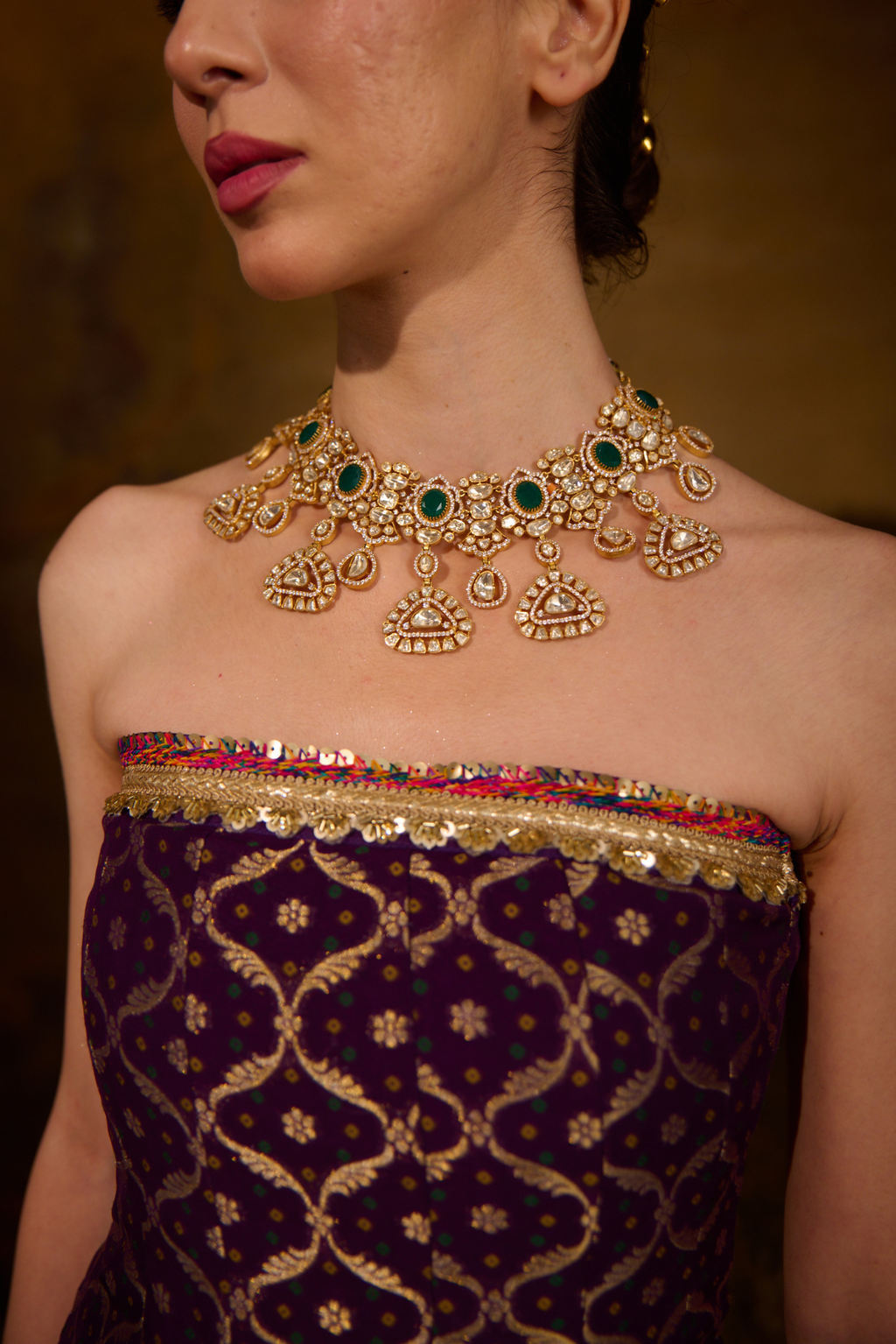 Naad Nishtha- Purple Lehenga with Corset and Dupatta