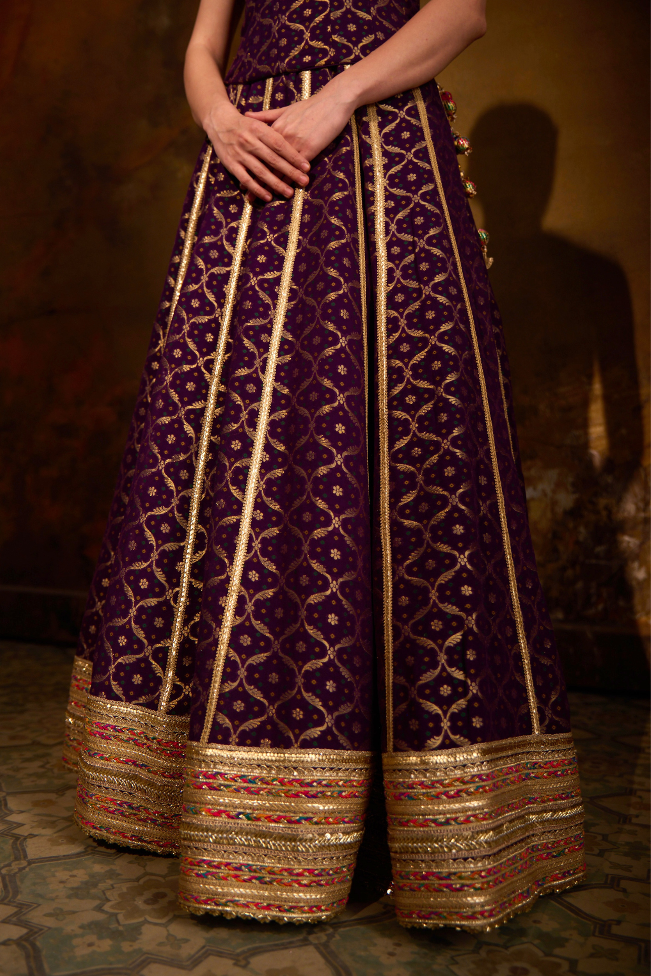 Naad Nishtha- Purple Lehenga with Corset and Dupatta