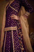 Naad Iravati- Purple Lehenga with Rajasthani Style Blouse and Dupatta