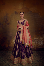 Naad Leher- Purple Lehenga with Sleeveless Blouse and Dupatta