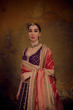 Naad Leher- Purple Lehenga with Sleeveless Blouse and Dupatta