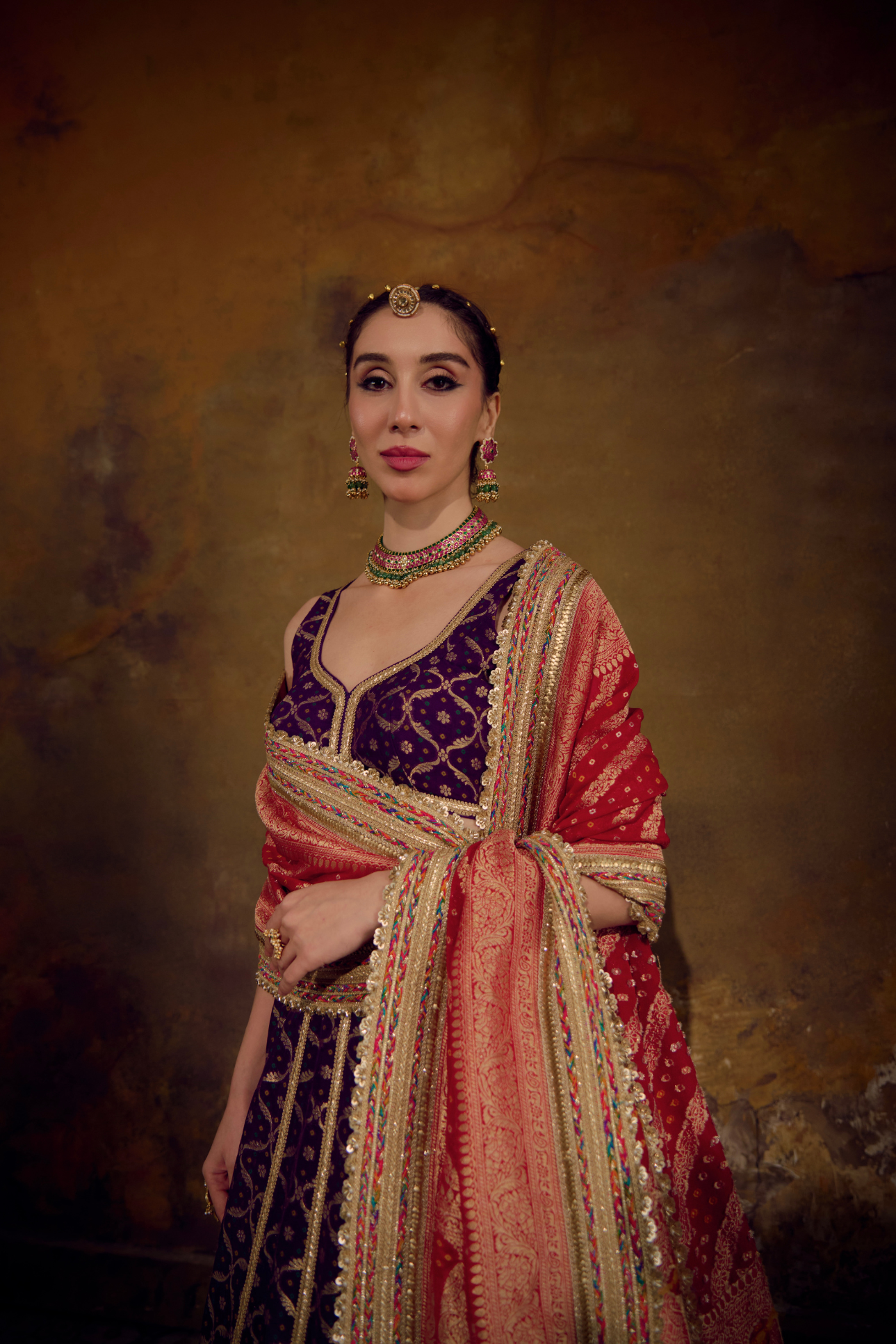 Naad Leher- Purple Lehenga with Sleeveless Blouse and Dupatta