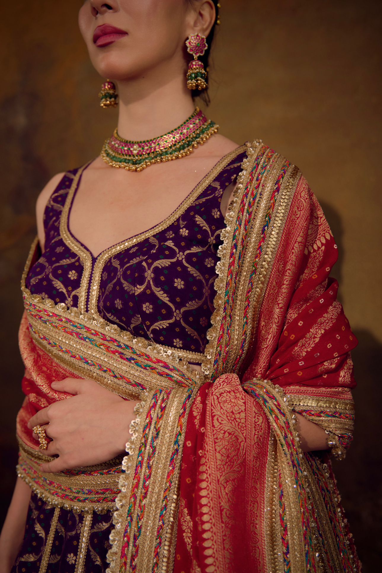Naad Leher- Purple Lehenga with Sleeveless Blouse and Dupatta