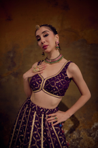 Naad Leher- Purple Lehenga with Sleeveless Blouse and Dupatta