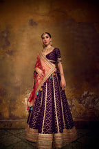 Naad Shringar- Purple Lehenga with Elbow Length Blouse, Dupatta and Veil