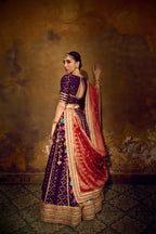 Naad Shringar- Purple Lehenga with Elbow Length Blouse, Dupatta and Veil