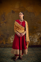 Naad Bandhan - Red Anarkali Set with Banarasi Bandhani Dupatta