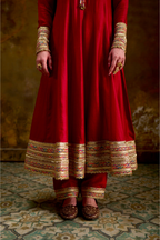 Naad Bandhan - Red Anarkali Set with Banarasi Bandhani Dupatta