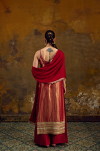 Naad Sindur - Red Spaghetti Kurta Set with Palazzo and Dupatta