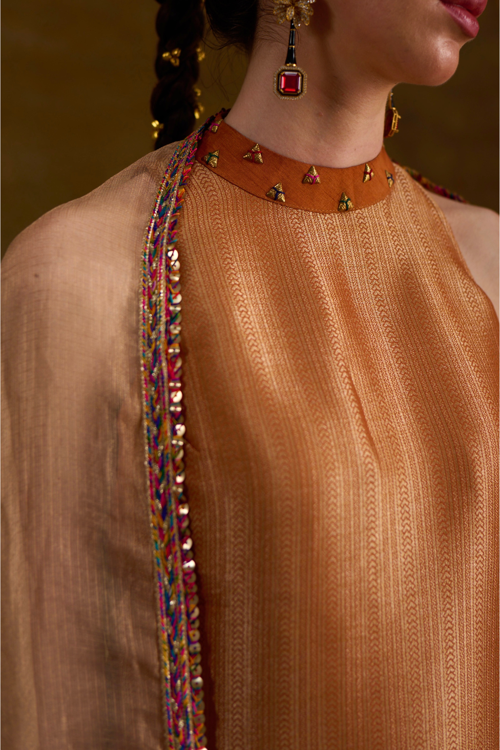 Naad Bhairavi - Mustard A Line Kurta Set with Pant and Dupatta
