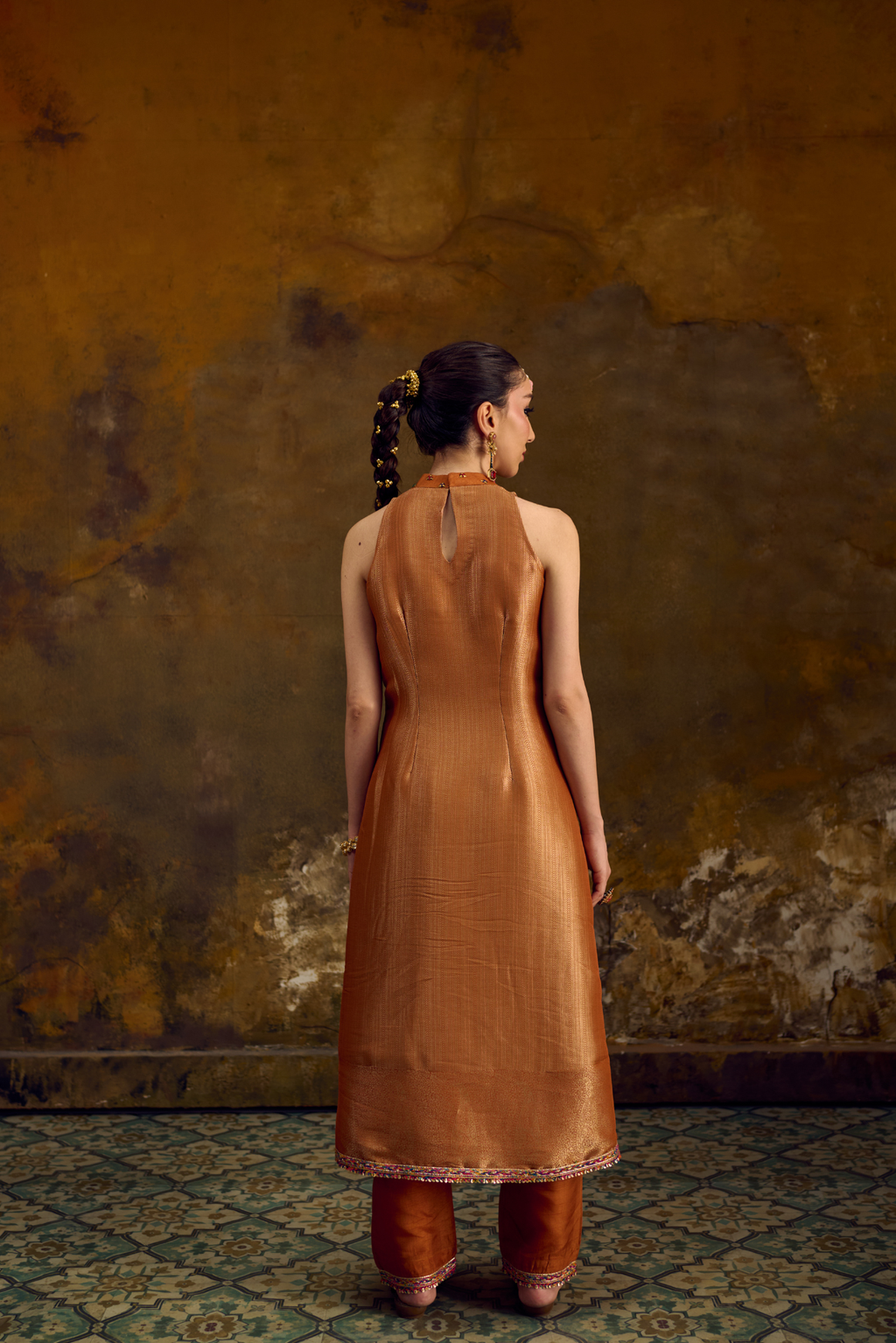 Naad Bhairavi - Mustard A Line Kurta Set with Pant and Dupatta