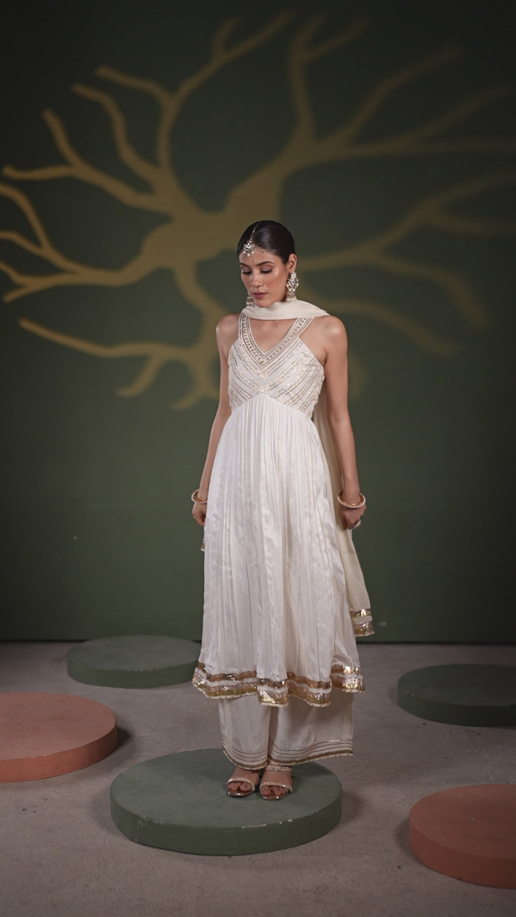 Rafiya - Ivory Anarkali Set with Gota Patti Detailing