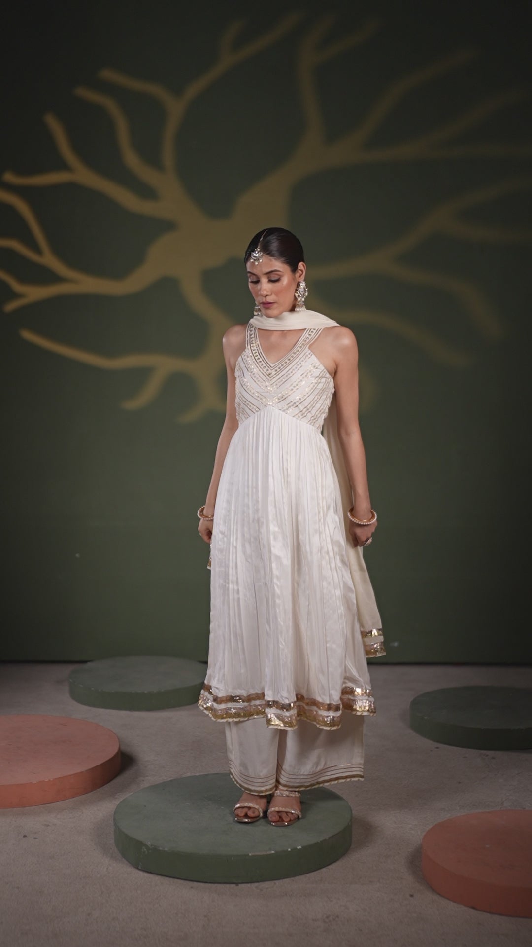 Rafiya - Ivory Anarkali Set with Gota Patti Detailing
