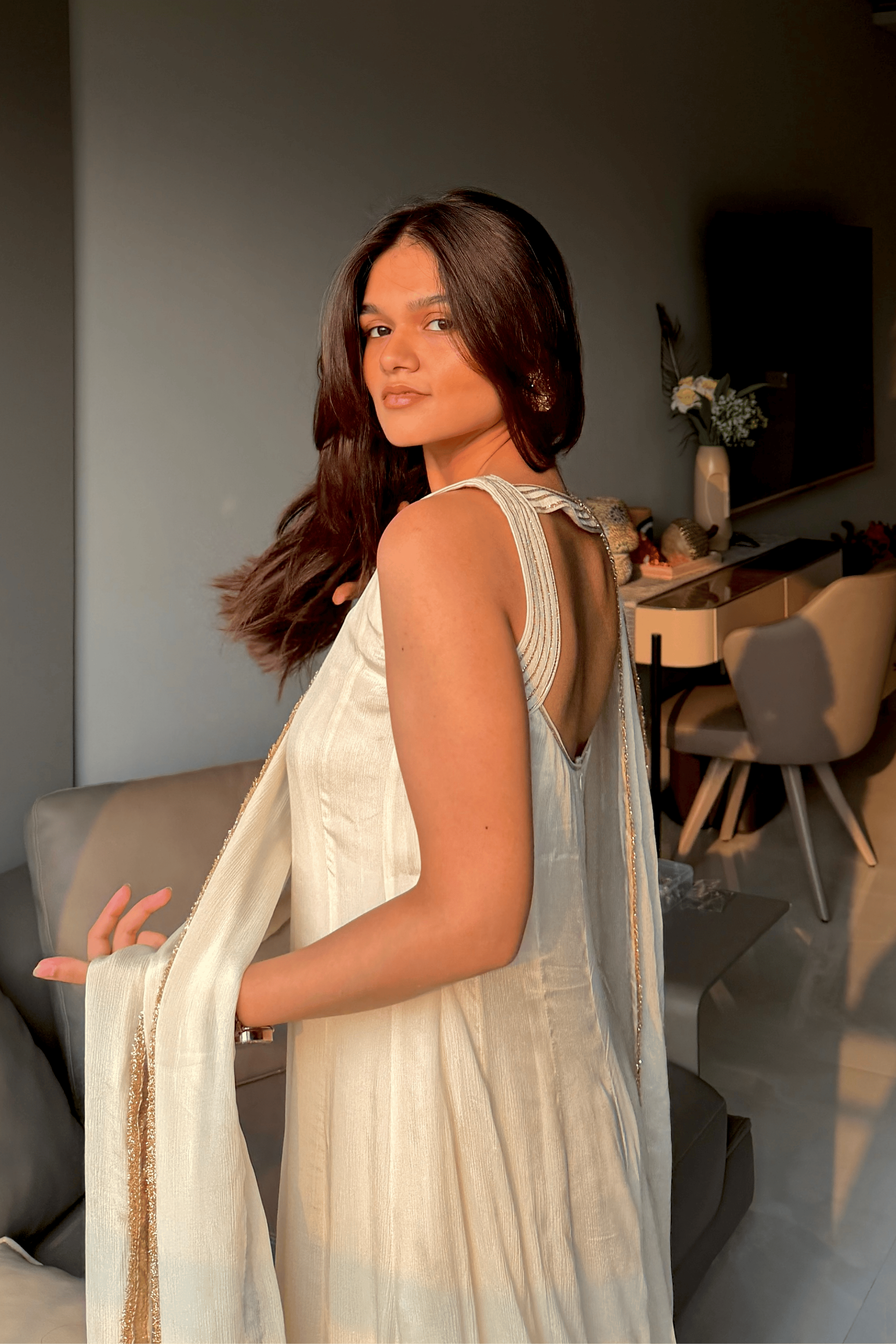 Rohana - Ivory Anarkali Set with Gota Patti Detailing